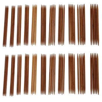 10 Комплекта от 11 размери, 5 инча (13 см), комплекти за плетене на една от карбонизированного бамбук с двойно заострением, комплект игли (2,0 мм - 5.0 mm)