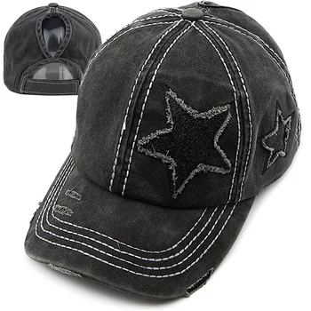 100% Выстиранная деним бейзболна шапка с дупки в формата на звезда Y2K Stae възстановяване на предишното положение Шапки Лято Есен риболовна шапка, Мъжки Дамски шапки Casquette hats Gorras