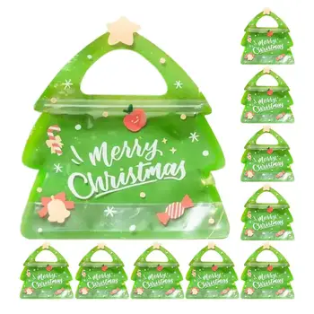 10шт Коледен подаръчен пакет Коледен пакет за бонбони и Украсена с чанта Детска чанта-тоут Подарък пакет за Коледната елха