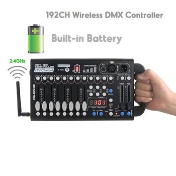 192 Акумулаторна безжична DMX конзола 192CH Акумулаторна батерия вграден акумулаторен контролер сценични светлинни ефекти