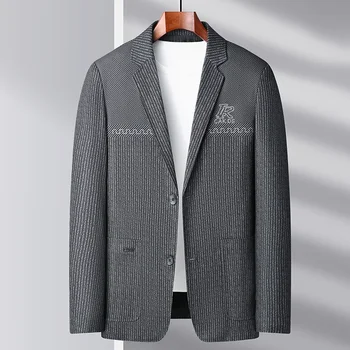 2023 Нови продукти Първокласен Мъжки Ежедневни бизнес костюм Палто с яка в ивицата Случайни джентълменско модерен блейзър