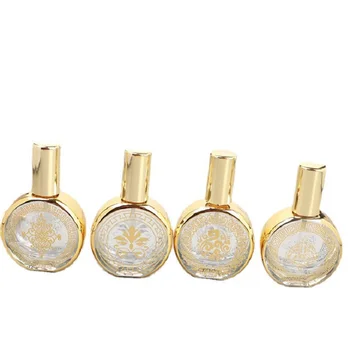 20pcs Мини-флакон за парфюм за еднократна употреба, преносим шишенцата за проби спрей от луксозен стъкло обем 20 мл, Плоски Кръгли парфюмни аромати със златен спрей.
