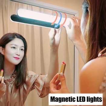 3 Цвята в една лампа Led лампа за грим USB Акумулаторна сензорен прекъсвач Огледален лампа Преносима Подвесная Магнитна лампа Selfie Light