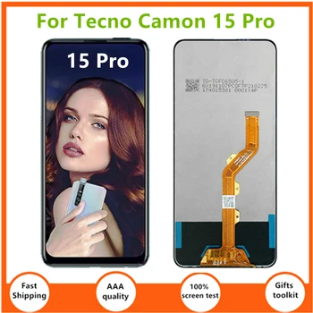 6,6 инча За Tecno Camon 15 Pro CD8 Layar LCD дисплей Пълно Rakitan Layar Sentuh Lengkap Pengganti Дигитайзер untuk Tecno Camon 15Pro