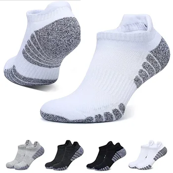 6 двойки утолщенных чорапи за бягане с кърпа, мрежести чорапи-лодки, нескользящие дишащи спортни чорапи с ниско деколте, мъжки чорапи, дамски чорапи