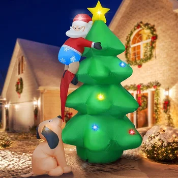 6-подножието на надуваеми коледна украса, Дядо Коледа и кучета, надуваеми коледни елхи, led надуваеми коледна украса