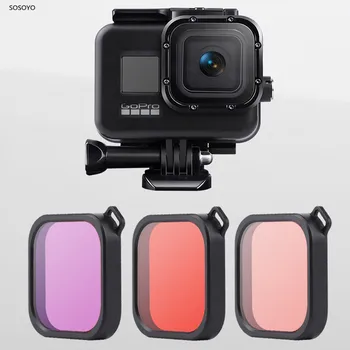 60 м Черен водоустойчив корпус, филтър, защитната обвивка за гмуркане, лилаво, розово, червено, филтър за екшън камерата Gopro Hero 8