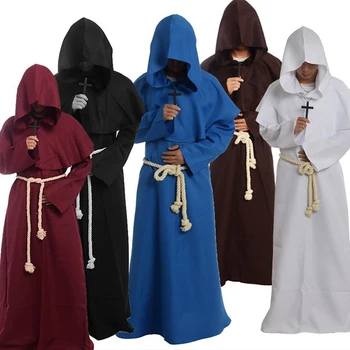 Cosplay Средновековната монашеска мантъл, дъждобран, Д-р Чума, костюм за Хелоуин, Наметало с качулка, мантъл, Облекло Магьосник, свещеник, монах