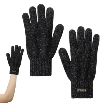 Crochet ръкавици със сензорен екран, зимни спортни ръкавици за мъже, възли, работни ръкавици с докосване на екрана върху дебела подплата, мъжки ръкавици за студено време