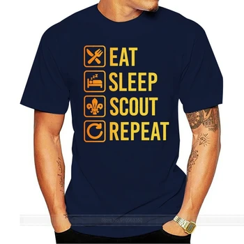 Eat Sleep Скаут Repeat Забавна Тениска Момче Скаутите на Мъжки Ризи С Къс Ръкав Тенденция Дрехи от 100% памук Тениска за Момче