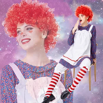 Kostum badut lucu dewasa wanita, kostum Cosplay pembantu sirkus nakal dewasa untuk Karnaval pesta Хелоуин
