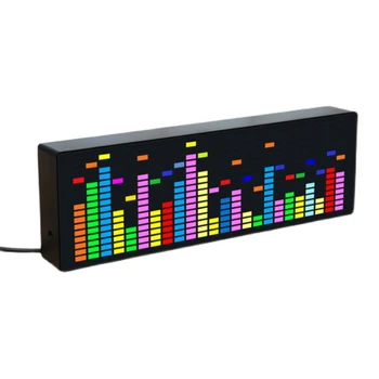 Led индикатори музикален спектър, ритъм, сензор глас, индикатор за нивото на атмосферата 1624 RGB дисплей с часа (кабелна управление)