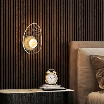 Led монтиран на стената лампа, луксозни от златен акрил с една/ две глави Creative Shell, монтиран на стената лампа за дневна, спалня, коридор, стълбище, аплици