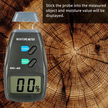 MD-4G 4-пинов цифров LCD измерване на влажност на дървесина, анализатор на влага, влагомер, детектор за влажност на дървесина, диапазон на тестване 5% - 40%