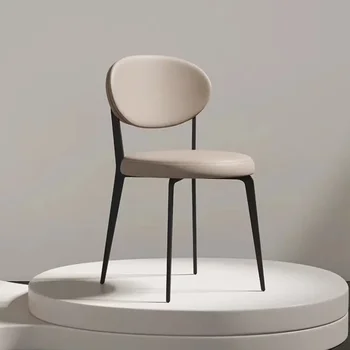 O165 Италиански стол за хранене с минималистичен кремовом стил, модерен изчистен дизайн на облегалката за дома, маса за хранене, френски лесен луксозен