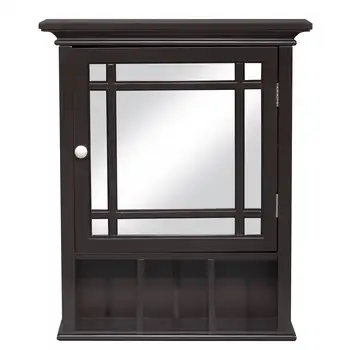 Teamson Home Нийл Подвижна дървена шкаф за лекарства с огледало като в класически стил за еспресо