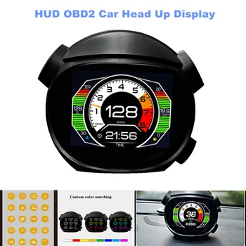 Автомобили OBD-HUD дисплея богат на функции за промяна на Общата скорост на Турбината Измерване на температурата на водата Работещ компютър
