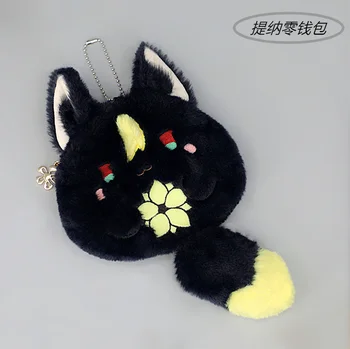 Аниме Genshin Impact Tighnari Cosplay, плюшено портфейл за монети, Сладък котка, кукла, ключодържател, Чанта за съхранение, телефон, подарък