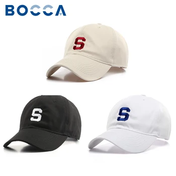 Бейзболна шапка с бродирани букви Bocca S, бейзболни шапки възстановяване на предишното положение За мъже И жени, Обикновена памучни Регулируеми летни спортни шапки игрища на открито