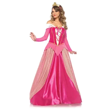 Възрастен обличам Принцеса Aurora, луксозен Розов костюм на Спящата Красавица, женствена рокля за cosplay на Хелоуин, S-2XL