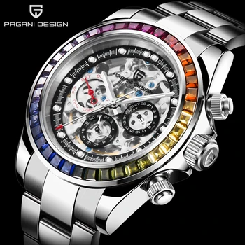 Дизайнерска марка PAGANI луксозни Rainbow circle Автоматични часовници мъжки Механични часовници с виртуален скелет Мъжки часовник за водолази от неръждаема стомана