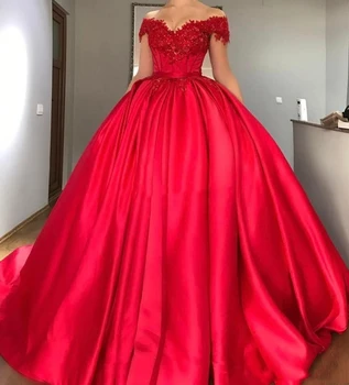 Елегантна червена рокля с дългоцевно оръжие във формата на сърце, Луксозни дамски стикер с декорация във формата на кристали, украсена с перли рокля в пода с помпоном, коктейл вечерна рокля