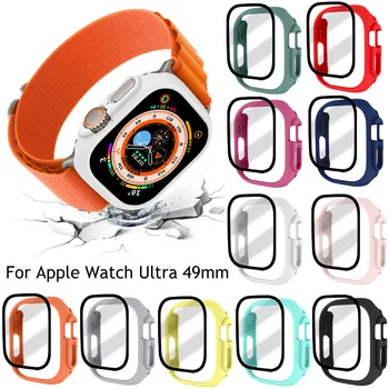 Защитно фолио за дисплея на Apple Watch Ultra 49 мм закалено стъкло + твърд броня за PC, за iwatch серията Ultra 49 мм, рамка за капак