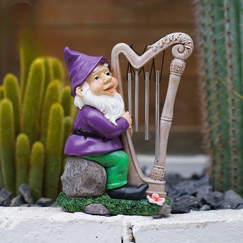 Играта на пиано Джуджетата Украса с перезвоном вятър Декорация за градината на открито Подаръци за рожден Ден, Занаяти, изработени от смола