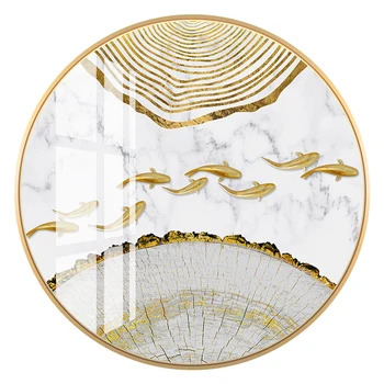 Картина за декорация на верандата в края на коридора Голям кръгъл кристал, Порцелан Златна атмосфера Всекидневна E