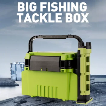 Кутия за риболовни съоръжения, голяма кутия за инструменти за риболов на открито, богат на функции прът за съхранение на примамки от ABS-пластмаса, морски продукти за риболов