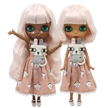 ЛЕДЕНАТА кукла DBS Blyth 1/6 bjd ob24 играчка става на тялото е бледо-розов микс от бели косми 30 см играчка аниме за момичета