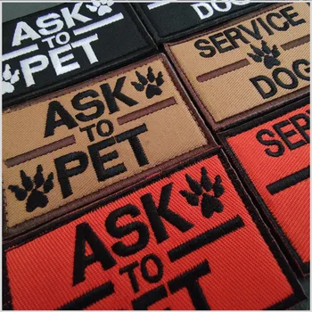 Ленти с бродерия за служебни кучета, иконата с една кука и линия, облекло за работни кучета, жилетки, Аксесоари, апликации, етикети от плат в стил пънк