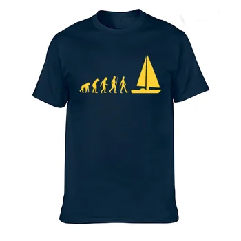 Мода Еволюцията на Плаване с Лодка Мъжка Тениска Летен Стил в памучна Тениска С Къс Ръкав Забавна Тениска Мъжки Блузи Облекло XS-3XL