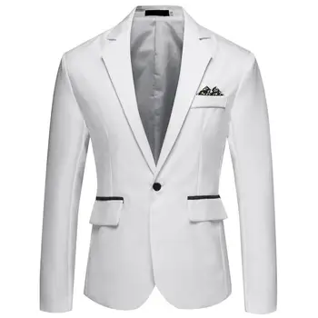 Мъжки костюм Бизнес, ден за ден, Без ютия, однорядный, с разрезным яка на една пуговице, палто за сватбени партита, оборудвана офис блейзър