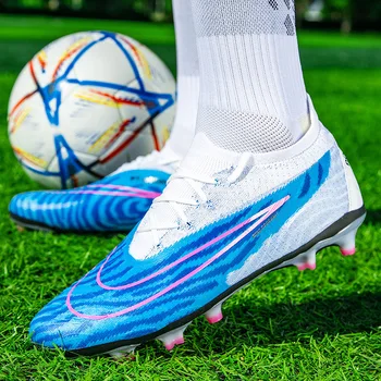 НОВИ мъжки футболни обувки 2023 г., за възрастни и деца, футболни обувки с високи щиколотками, Спортни обувки за тренировки на трева, мъжки маратонки