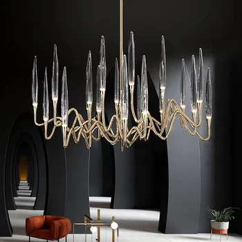 Полилеи в скандинавски стил, led луксозни кристални висящи осветителни тела за украса на хола Hogar, Окачена лампа