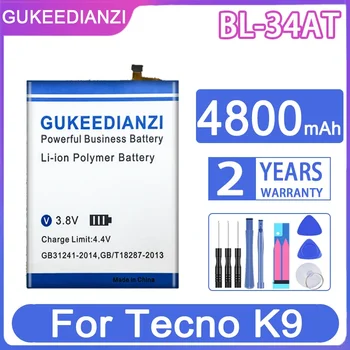 Преносимото батерия GUKEEDIANZI BL-34AT BL34AT 4800 mah батерии за мобилни телефони Tecno K9 Plus K9Plus