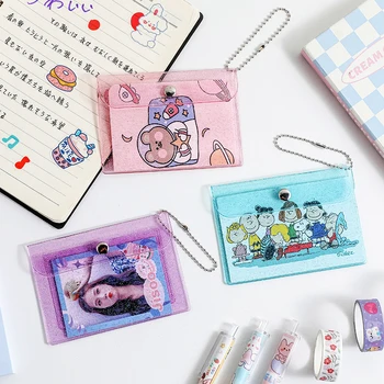 Прозрачна торбичка за картички, PVC, Корейски модерен Водоустойчив портфейла на визитки, държач за съхранение на кредитни карти, лична карта, портфейл за монети за момичета