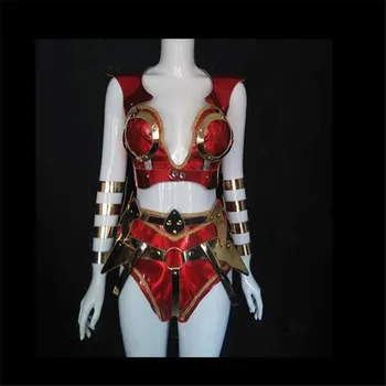 Секси червени женски танцов костюм робот на космическата бъдещето на Гого DS за нощен клуб bart party stae