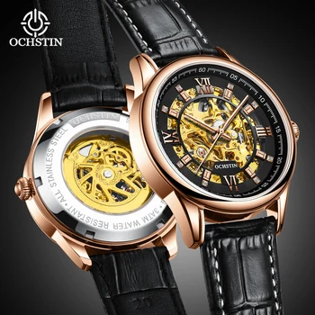 Серия OCHSTIN Masterpiece Висококачествени HD Флуоресцентни механични часовници на стомана корпус в бизнес стил Механични часовници