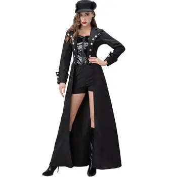Средновековен steampunk, женски cosplay с цип за възрастни, дълга ветровка, жилетка от костюм за изяви на сцената, комплект за cosplay Хацунэ Мику