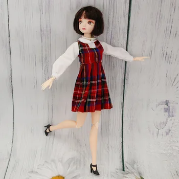 Червена пола, подходяща за кукла Байтл, 30 см, аксесоари за кукли, дрехи, костюм, с вратовръзка, гащеризон, детска играчка за момичета