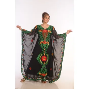 Черно Дубайское Мароко Кафта Фараша Абая Макси в пода, европейски и американски модни тенденции
