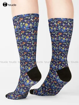 Чорапи за момчета от филмите на Тим Бъртън Чорапи с персонален дигитален печат 360 °, Подарък Harajuku, Унисекс, Чорапи за възрастни, юноши, Младежи, Цветни