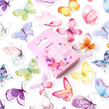 46шт Пеперуда градина, Мини-скоростна стикер розово scrapbooking САМ Карикатура за албуми, украса 4 * 4 см