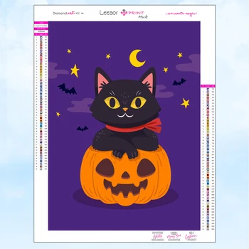 5D Сам Диамантена картина на Хелоуин Moon Мистерия Прилеп Magic Cat Мозайка Бродерия Пълен Комплект за бродерия на кръстат бод от Планински кристал Подаръци за дома