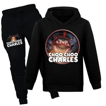 Choo Charles Плюшени детски блузи, сака + панталони, комплект от 2 теми, пролетно-есенен костюм-hoody за момичета и момчета, детски ежедневни облекла