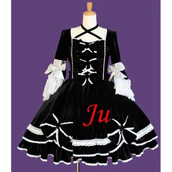 fondcosplay Lubomir Maid в стил готик Лолита в стил пънк, черно бархатное рокля, костюм за cosplay, CD / TV [CK617]