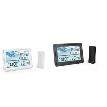 Безжична цифрова метеорологичната станция С цветен LCD дисплей, календар точката на замръзване (B) Штепсельная вилица ЕС