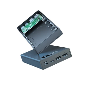 Бързо зареждане 5 * 18650 Калъф за Power Bank 10 W, Безжична зареждане на USB зарядно устройство QC 3.0 PD САМ Shell 18650 притежателя на батерии, зарядно устройство ще захранване на скоростната